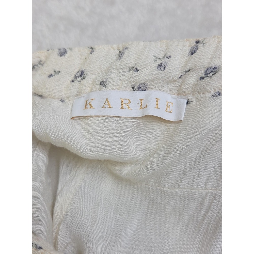 Karlie Floral Embroidered Cotton Gauze Tiered Midi Dress Calico - Size Small - Picture 8 of 14